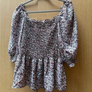 Max Studio Multicolor Floral Smocked Blouse